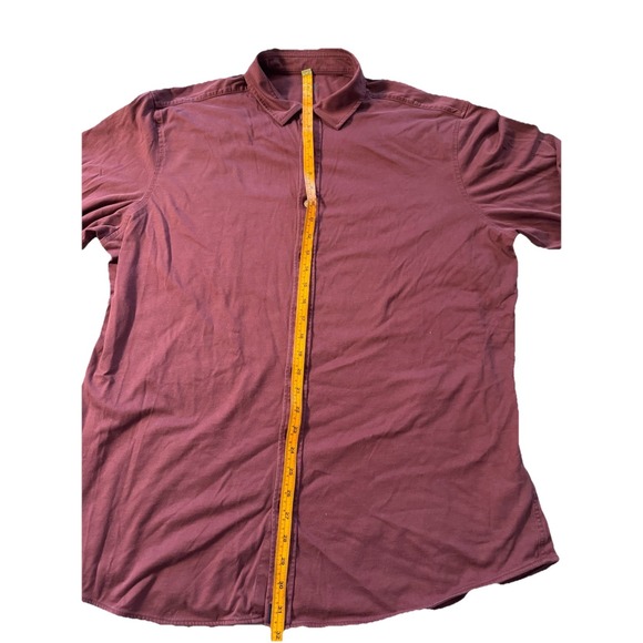 Untuckit Luxe Tee Maroon Button Down Long Sleeve Shirt Mens Sz XXL Reg Tall - Picture 6 of 8